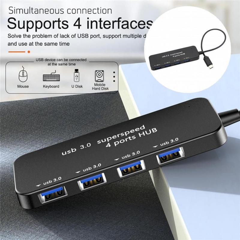 Stable Transmission Compact 480Mbps USB2.0 Hub Splitter Adap