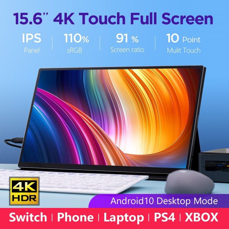 15.6 inch 4K Portable Touch Monitor Mac Switch PS4 XBOX Lap