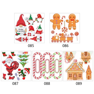 Christmas Wall Clings Removable Window Stickers Gnome Santa