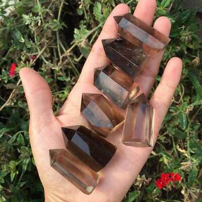 7pcs twinkling  pure natural smoky quartz Crystal gemst