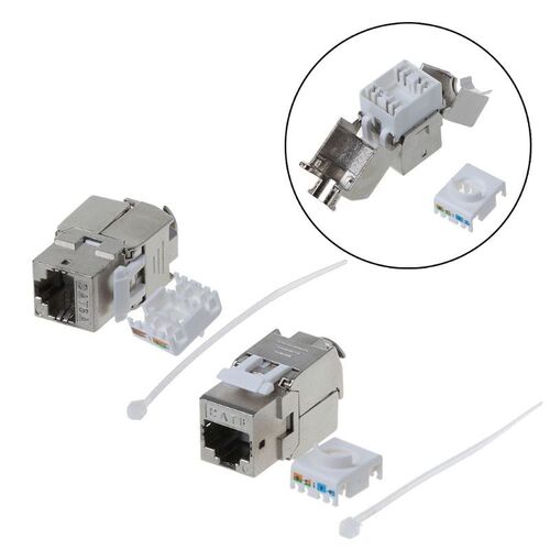 1Pc RJ45 Keystone Cat6/Cat6A Shielded FTP Zinc Alloy Module