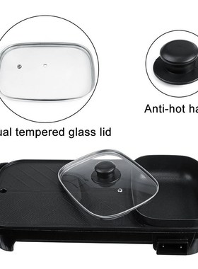 2in1 Electric Griddles Hot Pot Non-stick Electric Grill Indo