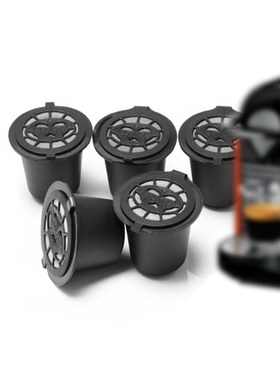 6PCS Reusable Coffee Capsules Cup With Spoon Brush Black Ref