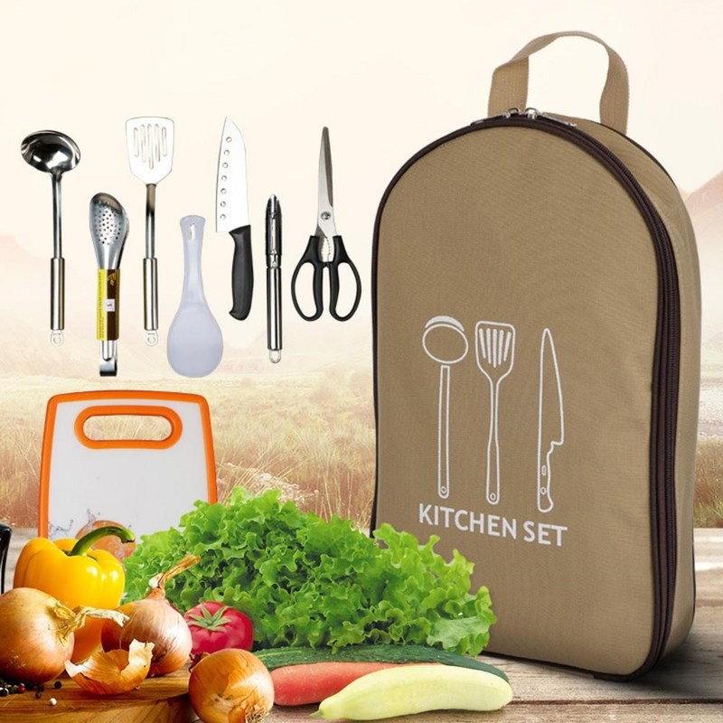 8pcs Outdoor Picnic Cookware Set 201 Stainless Steel