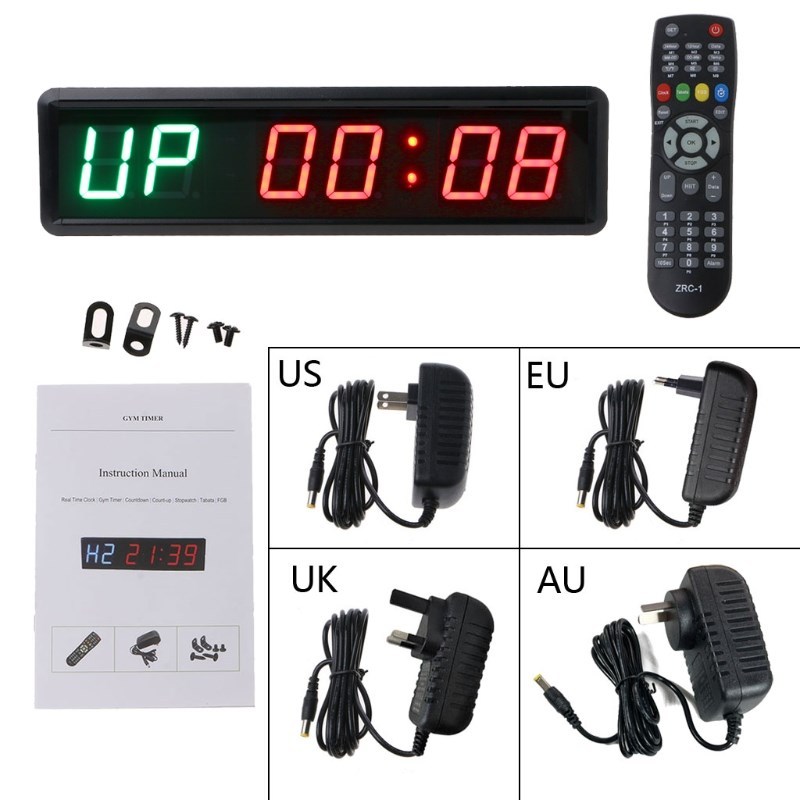 LED Fitness Interval Timer 1.8 Inch 6-digit Fitness Clock Gy