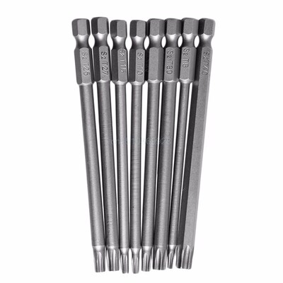 8Pcs+T8-T40+100mm+Magnetic+Torx+Screwdriver+Bits+1/4