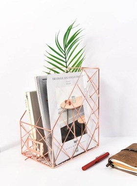 Nordic Wrought Iron Grid File Holder Simple Double Layer Des