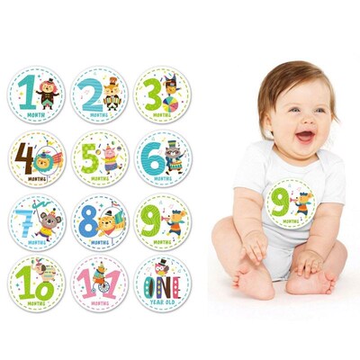 1 12 Months Baby Monthly Stickers Newborn First Year Ag