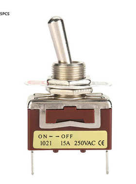 5Pcs 2 Pin 2 Position Type Toggle Switch 15A 250V Miniature