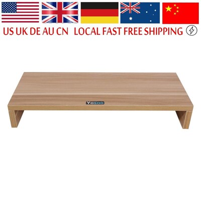 Wooden Monitor Stand PC LED LCD Computer Monitor Riser Deskt