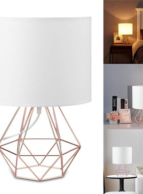 Retro Table Lamp Drum Shade Bedside Home Decorative Geometri