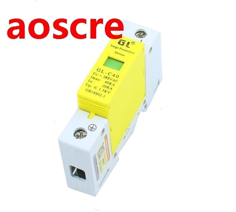 1P 20KA~40KA D ~385VAC Lightning Surge Protectors Protective