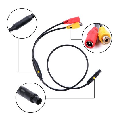 1Pc Car Reverse Backup Camera 4 Pin Male To Female Connecto
