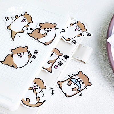 45pcs/pack15 Designs Cute Kawaii Otter Paper Stickers Noteb