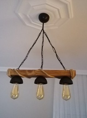 All Home Wood Rope 3 PCs Rustic Chandelier lighting light st