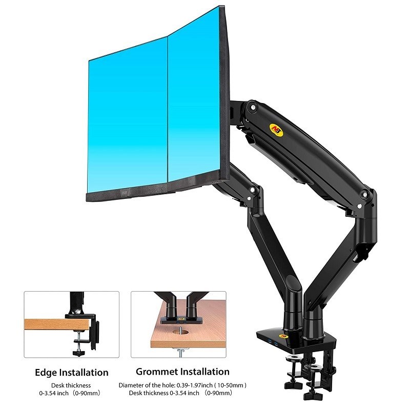 NB North Bayou F195A Full Motion Dual LCD LED Monitor Mount