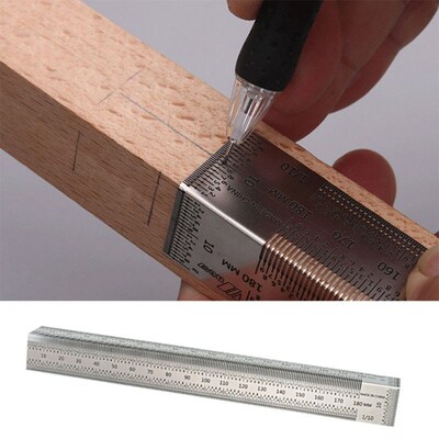 Woodworking Scribing Tool Right Angle Ruler Scale Hole Marki