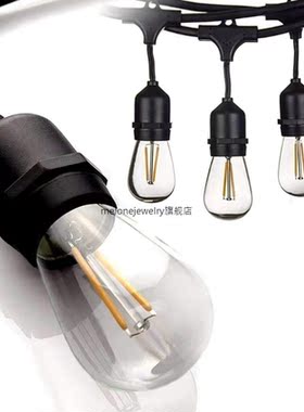 IP65 15M LED S14 String Lights Waterproof E27 Warm LED Retro