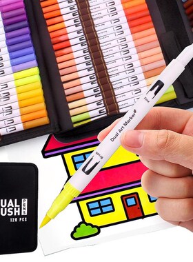 120 Colors Fine and Brush Dual Tips Colouring Pens Felt Tip