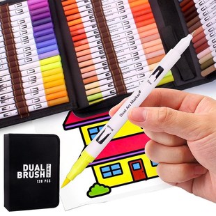 120 Colors Fine and Brush Dual Tips Colouring Pens Felt Tip