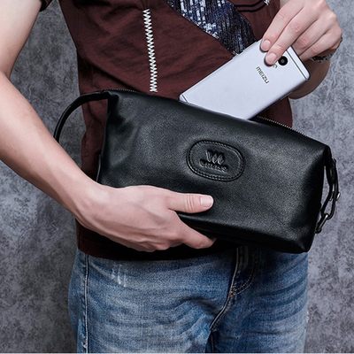 Wmnuo Handbags Men Leaves Genuine Leather Clutch Wallet For