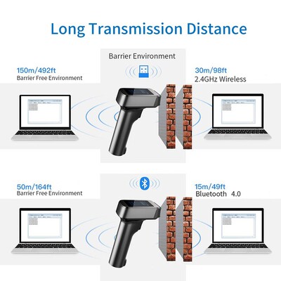 1D/2D Handheld 2.4G Wireless Bluetooth USB Chargeable Bar co