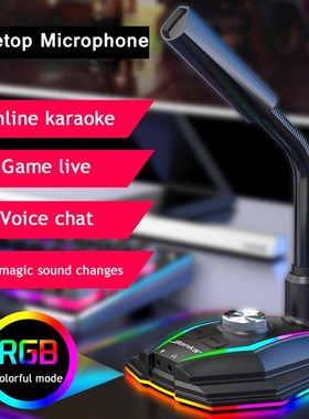 Tabletop Gooseneck USB Microphone Gaming with RBG Light Voi