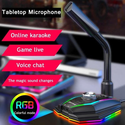 Tabletop Gooseneck USB Microphone Gaming with RBG Light Voi