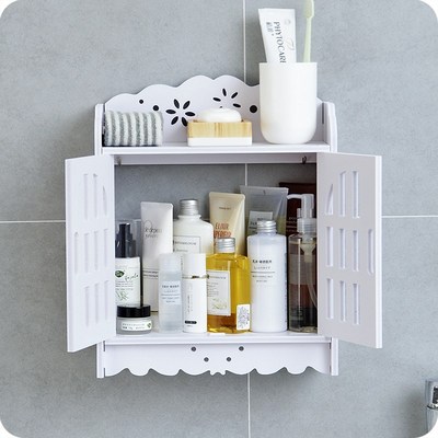 Wall mounted Bathroom shelves free punching wood toilet show