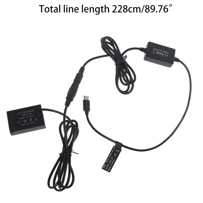 ACK-E18 USB-C AC Adapter DR-E18 DC Coupler Charger LP-E17 Ba