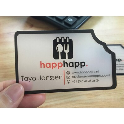 100pcs/200pcs/500pcs/lot custom Transparent PVC visit cards
