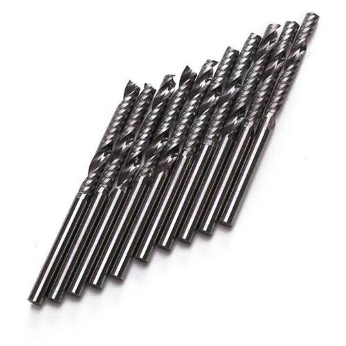 10pcs 1/8 Inch 3.175x25mm Shank 1 Flute Carbide Spiral End M