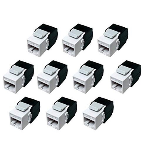 10-Pack Cat6A RJ45 Keystone Jack - Cat6 Compatible -180 Degr