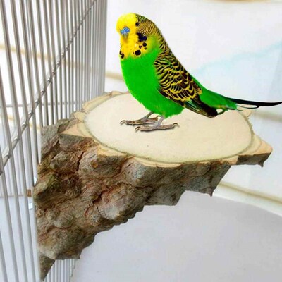 Pet Platform Right Angle Wood Perch Parrot Hamster Squirrel