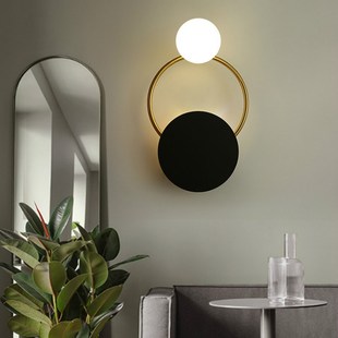 Light Luxury Wall Lamp Bedroom Bedside Lamp Black Round Mini