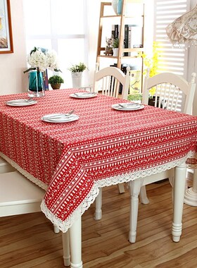 Tablecloth White Christmas-Tree Coffee Washable Cotton Linen