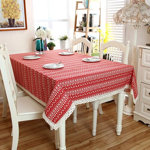 Tablecloth White Christmas-Tree Coffee Washable Cotton Linen