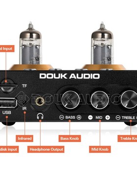 Douk Audio Mini Bluetooth 5.0 Vacuum Tube Preamp HiFi Stere