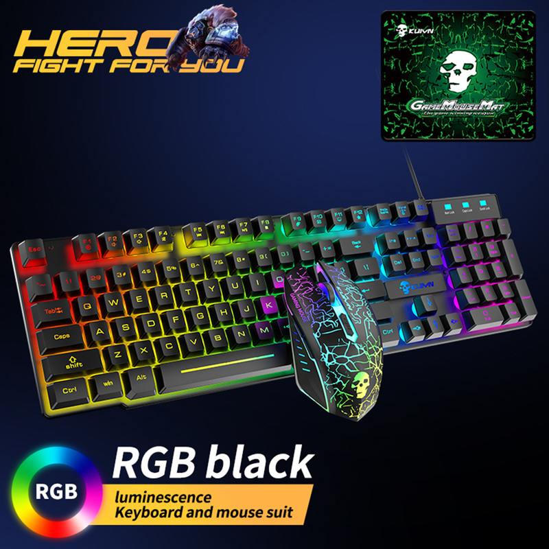 Gaming Keyboard Set Wired LED RBG Backlight 2400DPI 3-in-1 M