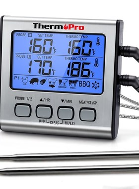 TP17 Dual Probe Outdoor Cooking Meat Thermometer Large LCD B