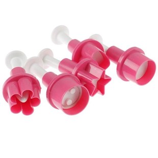 5Pcs Plastic Cookie Cutter Cake Mold Star Button Plum Heart
