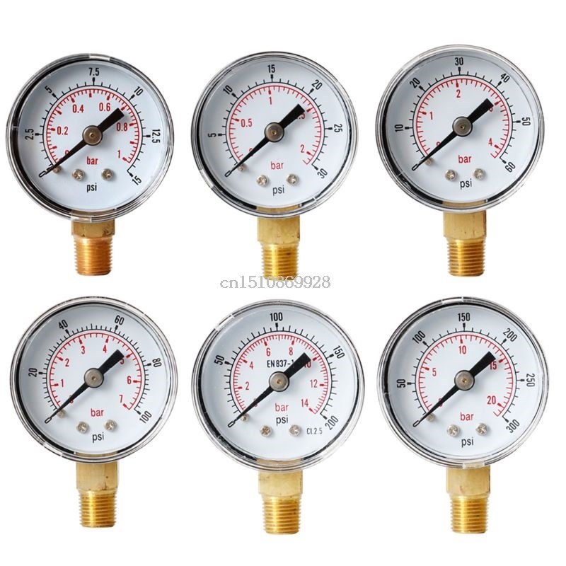 Pressure Gauge 40mm 1/8 BSPT Rear Back 15-300 PSI & Bar