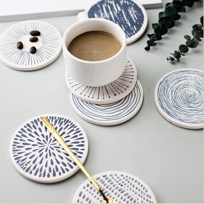 Household items, diatomaceous earth coasters, moisture absor