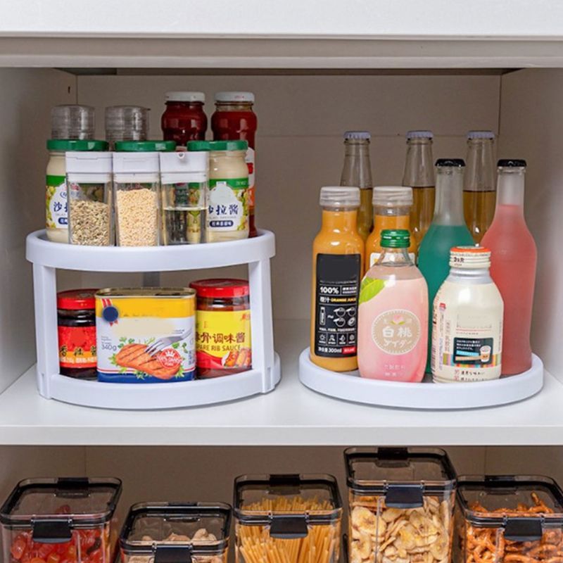 360°Rotating Spice Storage Rack Tray Double Layer