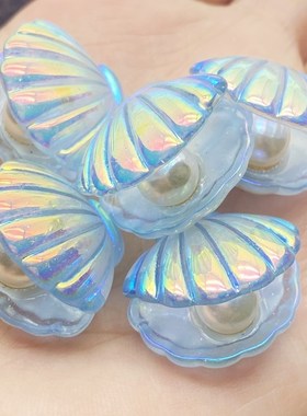 5Pcs Kawaii Cute Color Plated Pearl Shells Flat Back Resin C