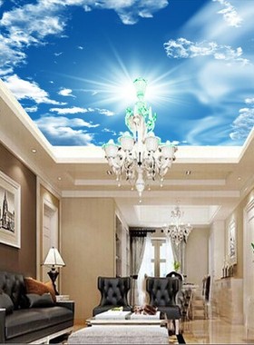 Blue sky and White clouds Photo wallpaper Modern Custom 3D w