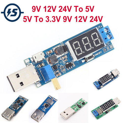 DC-DC USB Step UP/Down Power Supply Module 9V 12V 24V To 5V/