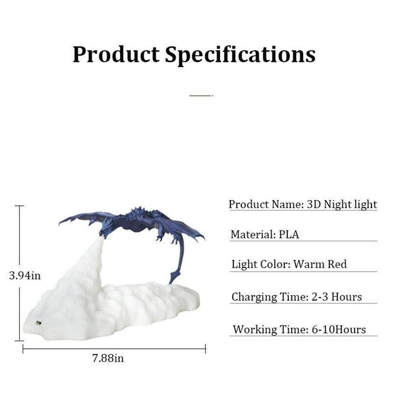 3d Printing Fire breathing Dragon Lamp Mood Soft Light Volc