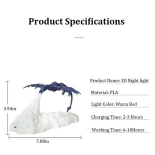 3d Printing Fire breathing Dragon Lamp Mood Soft Light Volc