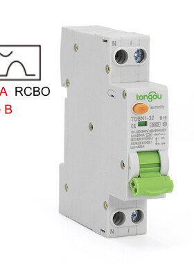 Type A Curve B RCBO 6KA 18mm 32A 10mA 30mA 300mA 1P N Residu